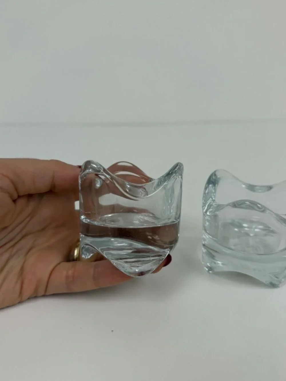 Ikea Vasnas Heavy Clear Glass Tealight Holder 2.3 x 2.3 in - Set of 2